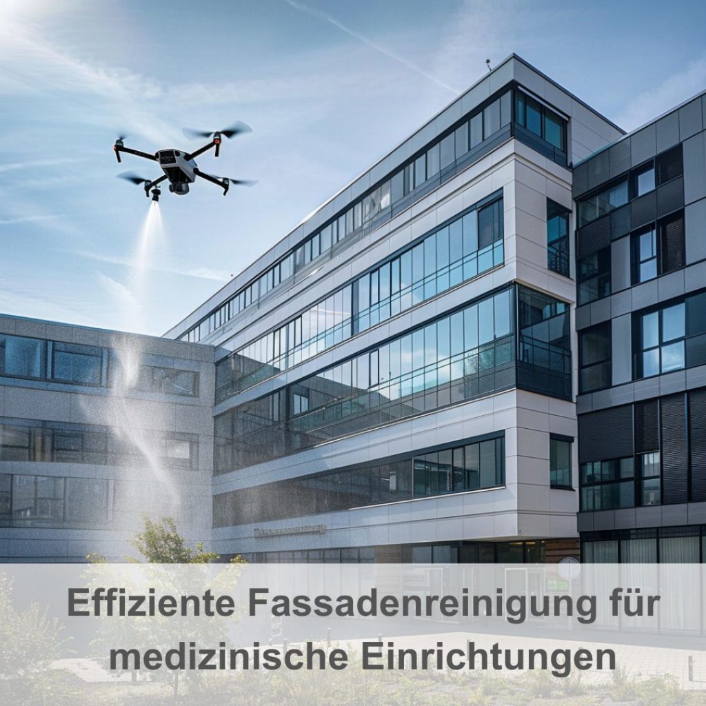 Fassadenreinigung im Krankenhaus mit der Drohne