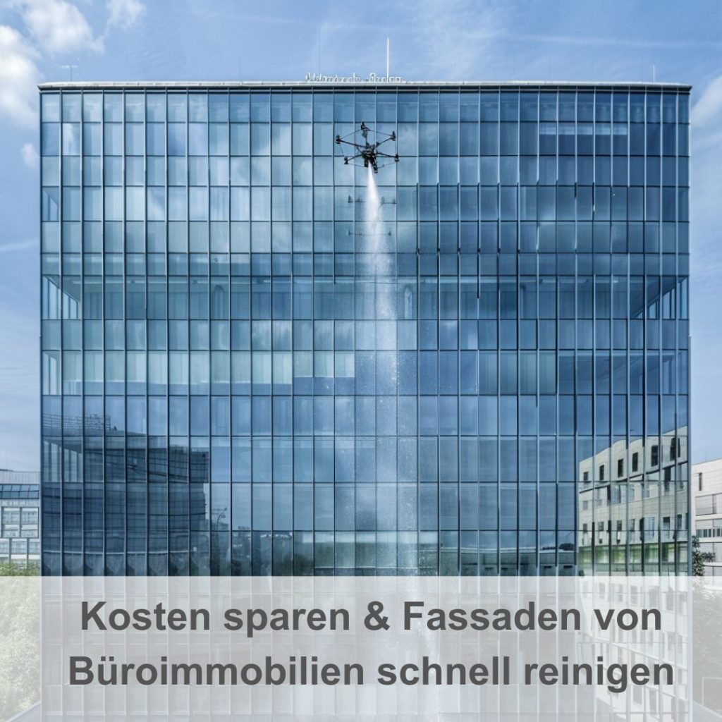 Fassadenreinigung in Büroimmobilien und Officekomplexen mit der Drohne