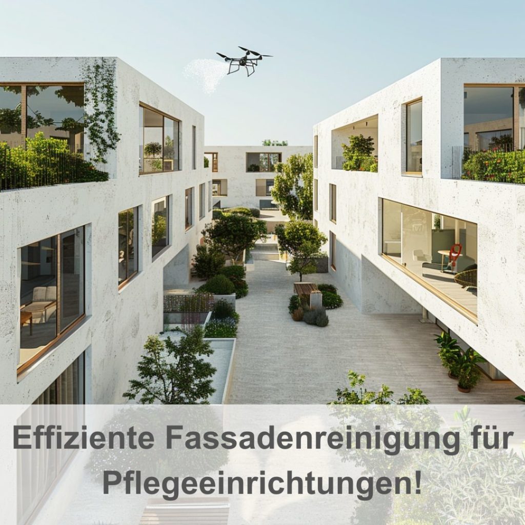 Fassadenreinigung in der Pflegeeinrichtung mit der Drohne